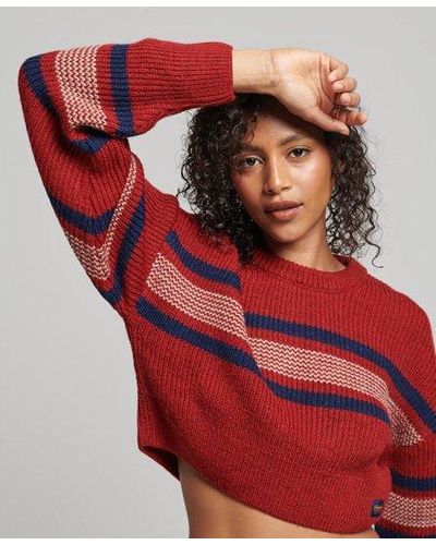 Superdry Cropped Classic Crew Sweater - Red