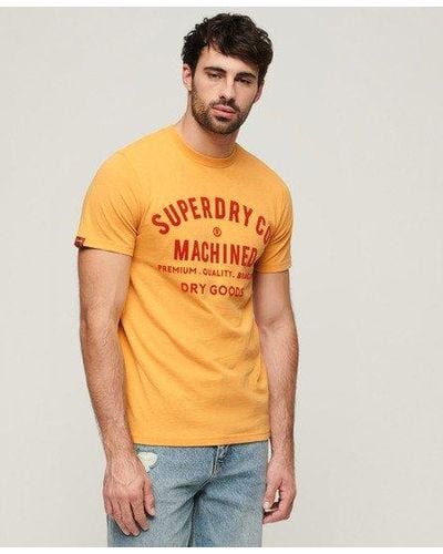 Superdry Workwear T-shirt Met Afbeelding In Flockprint - Oranje