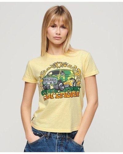 Superdry Neon Motor Graphic Fitted T-shirt - Yellow