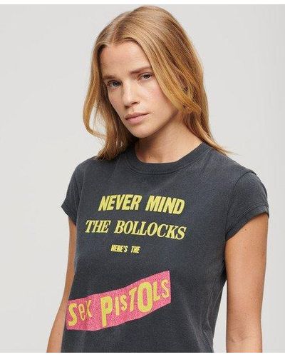 Superdry Sex Pistols Limited Edition Cap Sleeve T-shirt - Blue