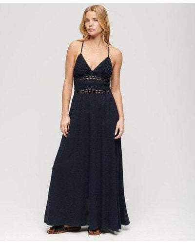 Superdry Jersey Lace Maxi Dress - Blue