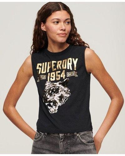 Superdry Embellished Archive Fitted Tank Top - Black