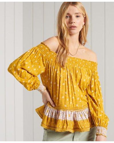 Superdry Ameera Off The Shoulder Top - Yellow