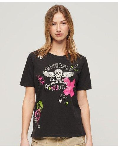 Superdry Lo-fi Punk Poster Relaxed T-shirt - Black