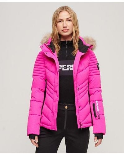 Superdry Sport Ski Luxe Puffer Jacket - Pink