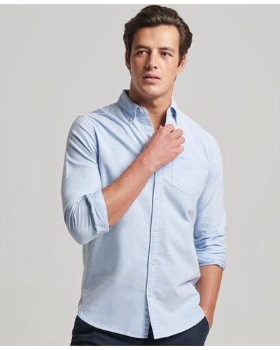Superdry Organic Cotton Long Sleeve Oxford Shirt - Blue