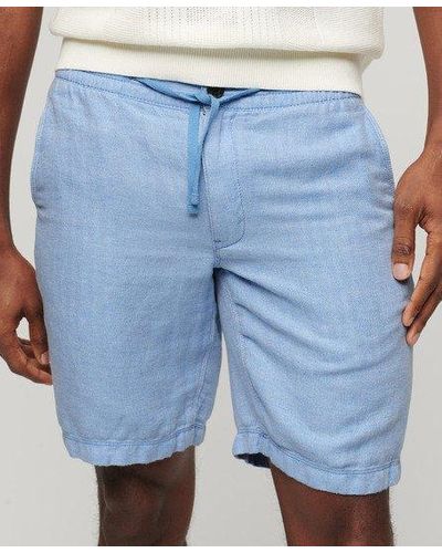Superdry Drawstring Linen Shorts - Blue