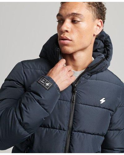 Superdry Sports Puffer Hooded Jacket - Blue