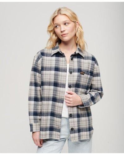 Superdry Check Flannel Overshirt - Gray
