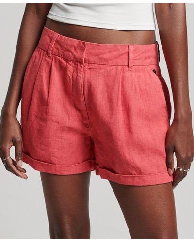 Superdry Overdyed Linen Shorts - Red