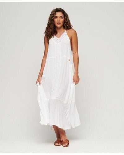 Superdry Lace Trim Maxi Dress - White