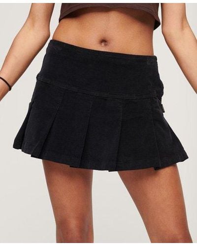 Superdry Vintage Cord Pleated Mini Skirt - Black