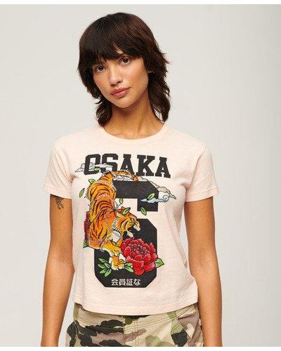 Superdry Osaka 6 Narrative 90s T-shirt - Roze