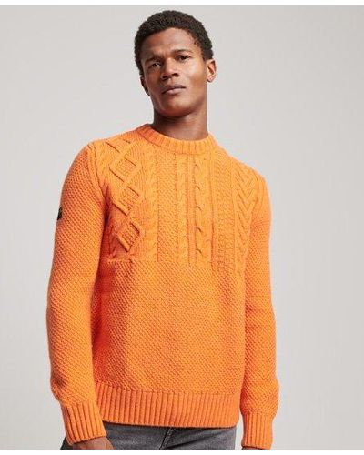 Superdry Classic Knitted Jacob Crew Jumper - Orange