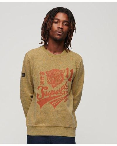 Superdry College Sweatshirt Met Ronde Hals En Tekst - Naturel