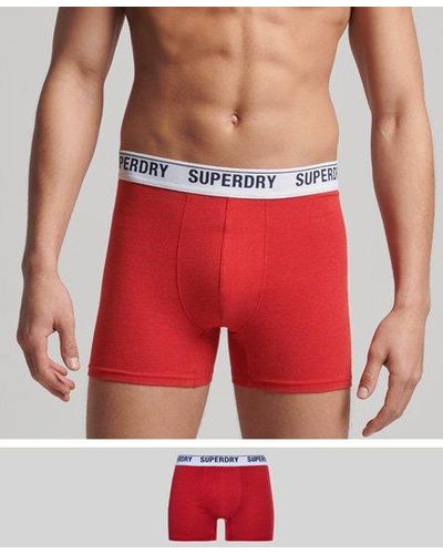 Superdry Organic Cotton Boxers Single Pack Red / Risk Red Marl