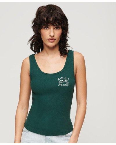 Superdry Athletic Essentials Ribbed Vest Top - Green