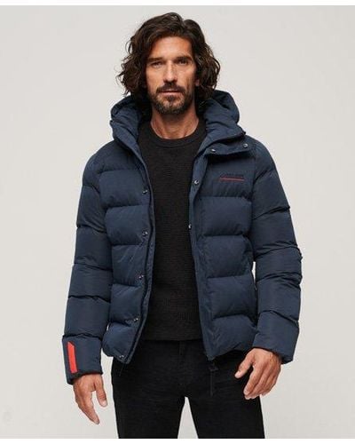 Superdry Hooded Microfibre Sports Puffer Jacket - Blue