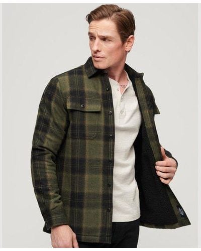 Superdry Fleece-lined Wool Check Overshirt - Green