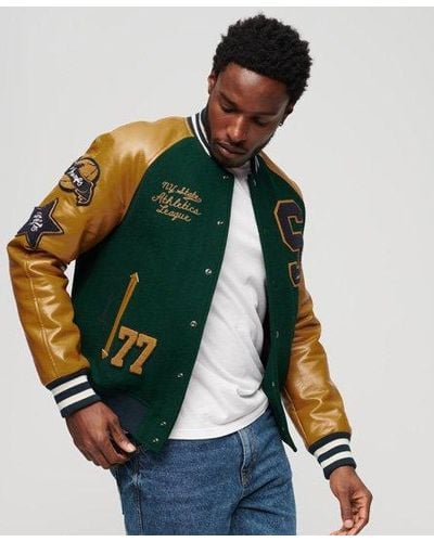 Superdry College Varsity Patched Bomber Jacket - Green