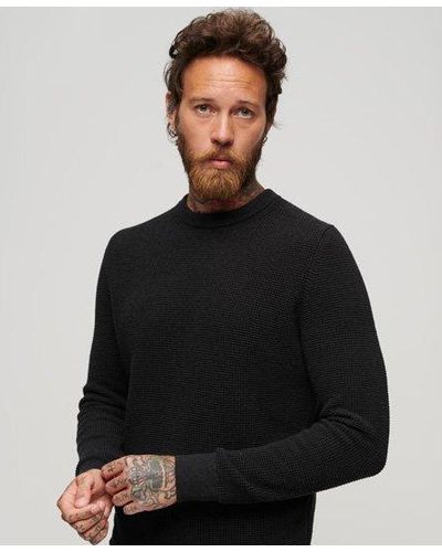 Superdry Textured Crew Knitted Jumper - Black
