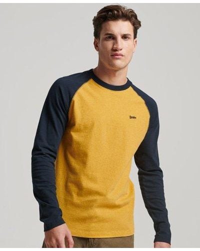 Superdry Organic Cotton Essential Long Sleeved Baseball Top - Yellow