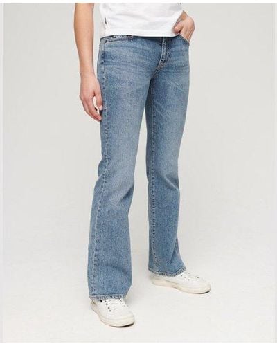 Superdry Slimfit Jeans Met Middelhoge Taille En Wijduitlopende Pijpen - Blauw