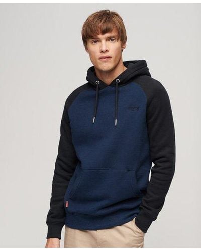 Superdry Classic Logo Embroidered Essential Baseball Hoodie - Blue
