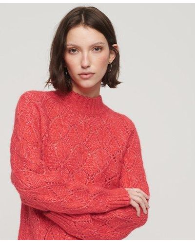 Superdry Pointelle Knit Sweater - Red