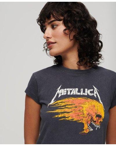 Superdry Imprimée t-shirt à mancherons metallica - Gris