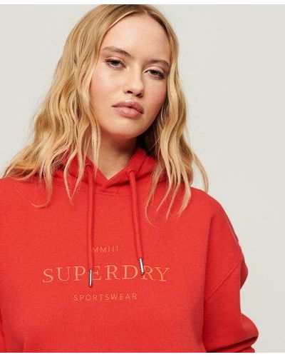 Superdry Dames imprimé sweat à capuche oversize code heraldry - Rouge
