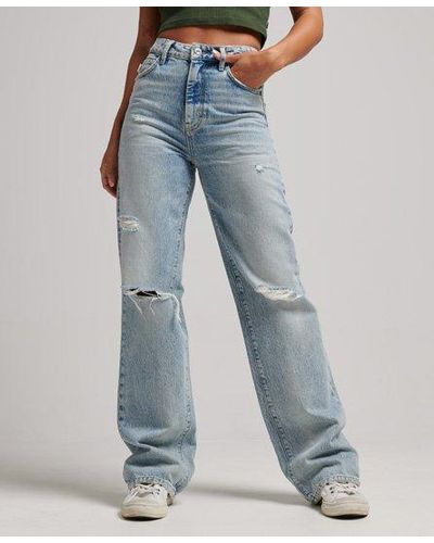 Superdry Organic Cotton Wide Leg Jeans - Blue