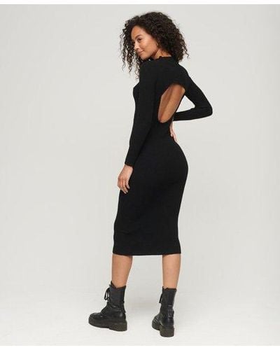 Superdry Backless Bodycon Midi Dress - Black