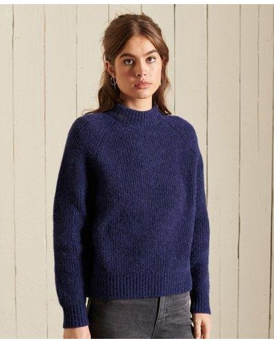 Superdry Alpaca Blend Crew Sweater - Blue