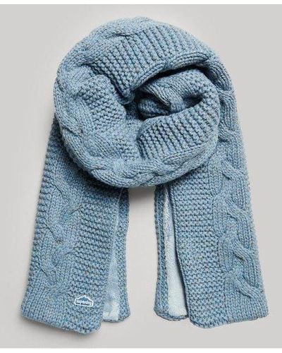 Superdry Cable Knit Scarf - Blue