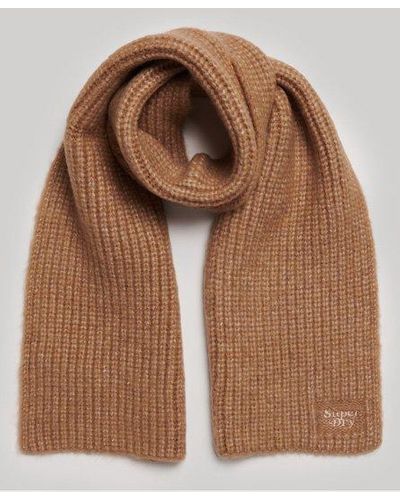 Superdry Ribbed Knit Scarf - Brown