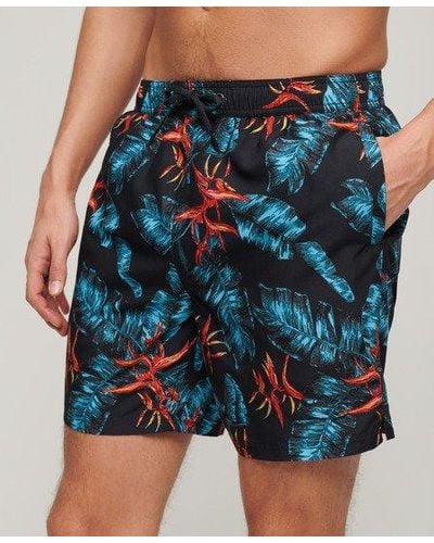 Superdry Recycled Hawaiian Print 17-inch Swim Shorts - Blue