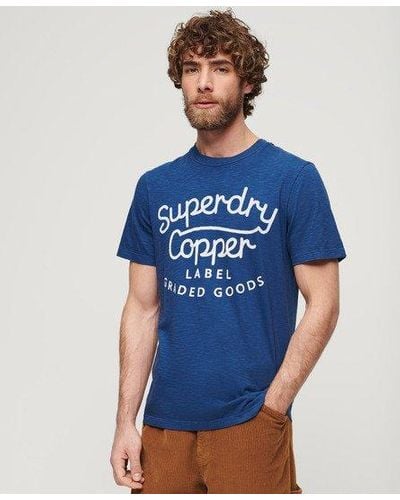 Superdry Copper Label Script T-shirt - Size: Xl - Blue