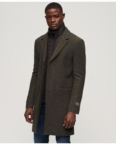 Superdry 2 In 1 Wool Overcoat - Green