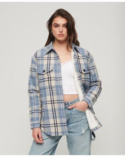 Superdry Borg Flannel Check Overshirt - Blue