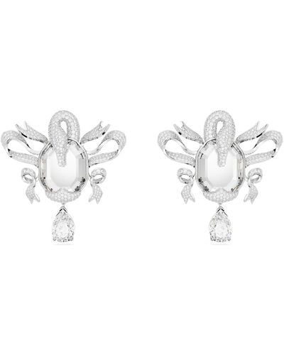 Swarovski Fashion Swan Clip Earrings - Metallic