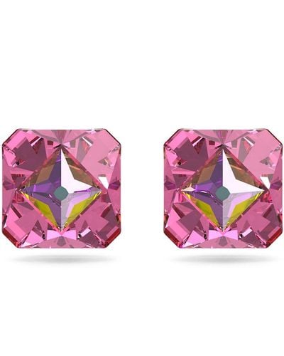 Swarovski Matrix Stud Earrings - Pink