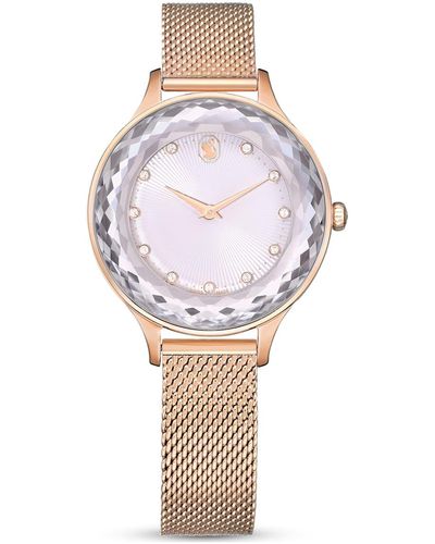 Swarovski Reloj octea nova, fabricado en suiza, brazalete de metal, tono oro rosa, acabado tono oro rosa - Blanco
