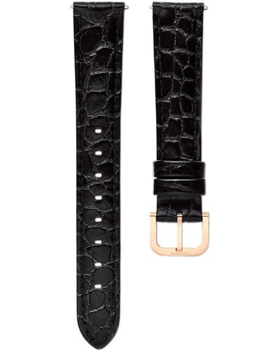 Swarovski Cinturino per orologio, larghezza: 16 mm (0.63"), pelle con impunture - Nero