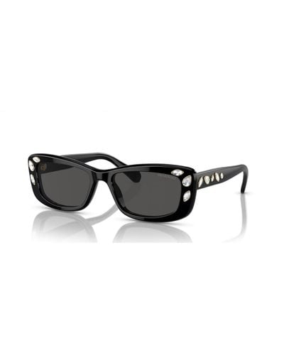 Swarovski Gafas de sol, forma rectangular, sk6008el, negras - Negro
