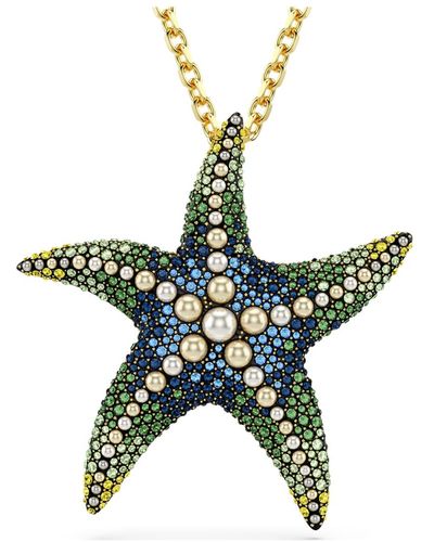 Swarovski Colgante y broche idyllia, crystal pearls, estrella de mar, multicolor, baño tono oro - Verde