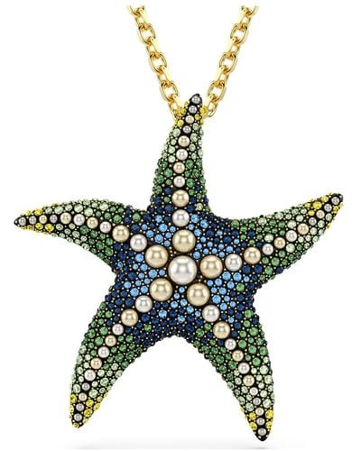 Swarovski Pendentif et broche idyllia, crystal pearls, étoile de mer, multicolores, placage de ton or - Vert