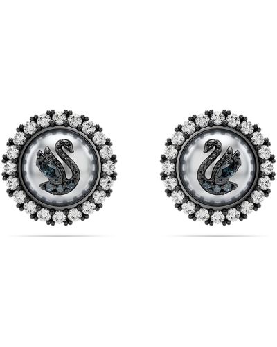 Swarovski Swan Stud Earrings - Metallic