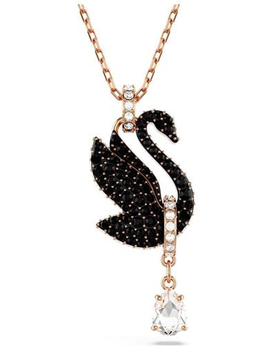 Swarovski Swan Pendant - Black