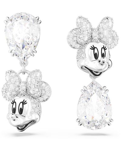 Swarovski Disney minnie mouse drop-ohrhänger, asymmetrisches design - Weiß